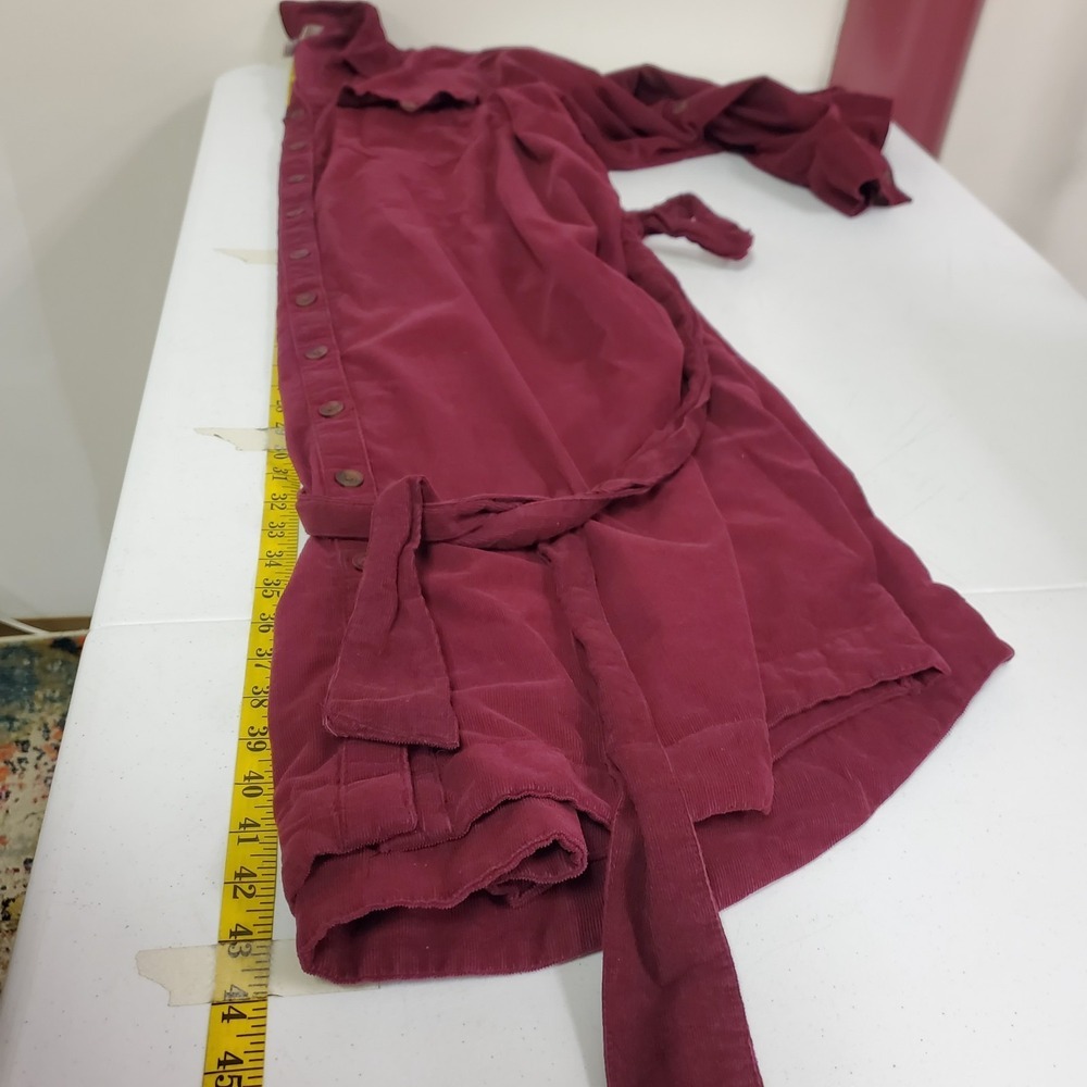 Women's Button-Front Shirt Dress in Burgundy - Picture 7 of 8